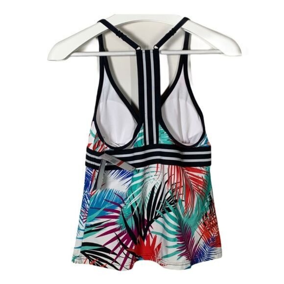 Jag Swim Tankini Top XS Tropical Floral Print Black Trim NWT - Picture 4 of 12
